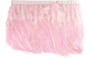 HaiMay 6.6 Yards Pink Rooster Feathers Fringe Trim Sewing Feather Trim Ribbon for Craft Clothes Accessories Latin Wedding Dress Home Party Costumes Decoration, 4-6 Inch Width