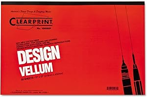 CHARTPAK Clearprint Design Vellum Paper, 16 lb Bristol Weight, 11 x 17, Translucent White, 50/Pad