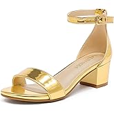 LAURMOSA Girls High Heels Sandal for Girls Open Toe Ankle Buckle Strap Dress Shoes for Little Big Kids in Wedding Party Block Chunky Pump Sandals