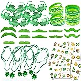 108PCS St. Patrick's Day Party Favor Dressing-up Accessories with Shamrock Eyeglasses Beaded Necklace Temporary Tattoos Musta