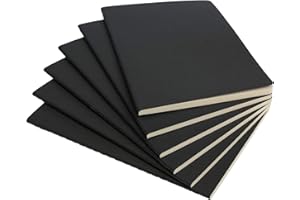 Simply Genius Journaling Notebooks - 6-Pack A5 Black Softcover - College Ruled Writing Journal - Note Taking & Travel Notebook - 92 Lined Cream Pages 80 GSM