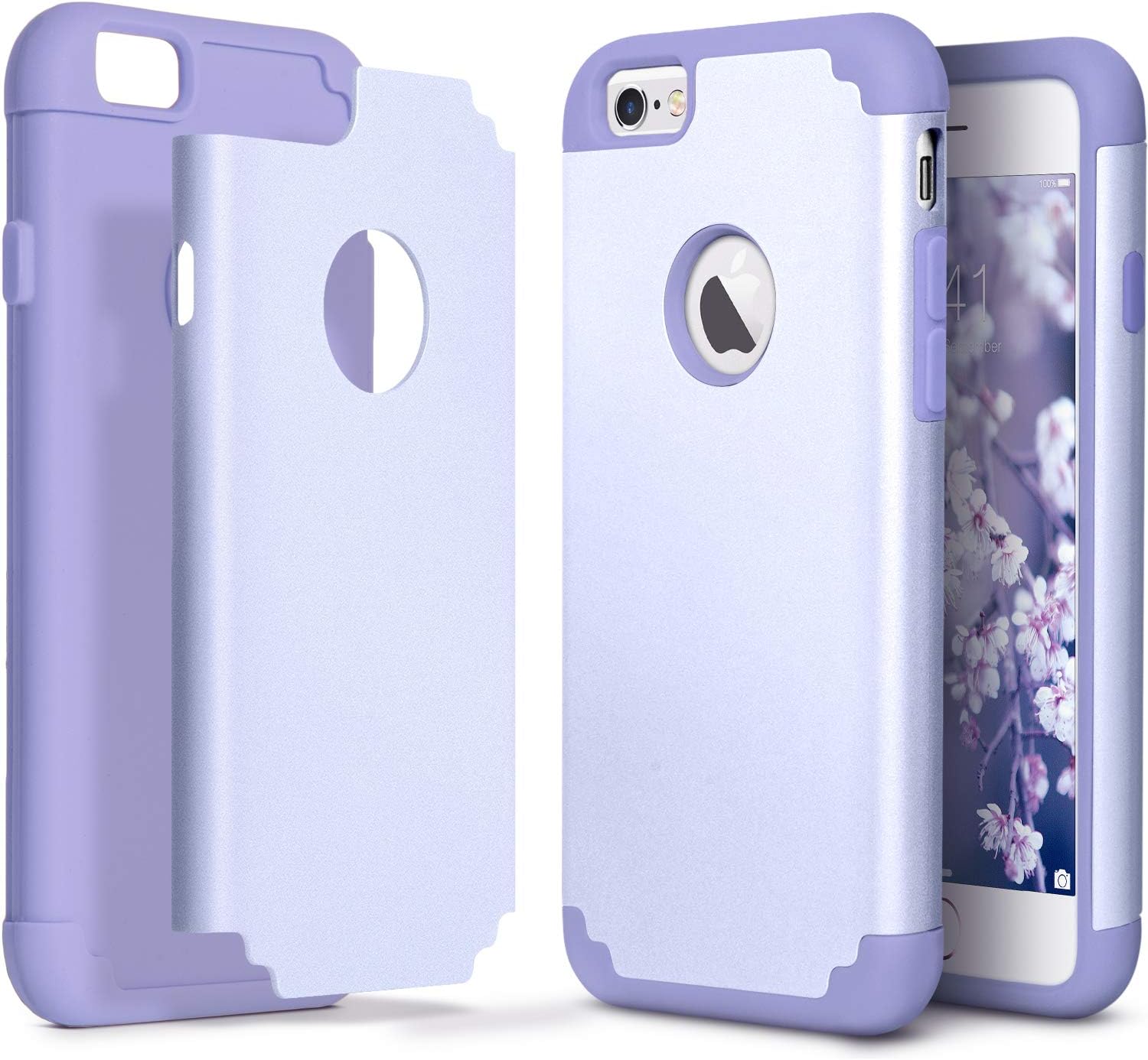 IDWELL iPhone 6 Plus Case, iPhone 6S Plus Case, Slim Fit [ Dual Layer Series ] Soft Silicone & Hard Back Cover Bumper Protective Shock-Absorption & Skid-Proof Anti-Scratch Cover, Purple