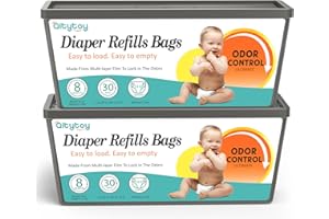 Qltytoy Refill Compatible with Diaper Genie Easy Roll Signature & Platinum Diaper Pails, 2-Pack (60 Bags) Powerful Odor Contr