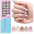 Yilamo Gel Nail Tips - French Tip Press on Nails Pink Short Almond Fake Nails Five Colors 300Pcs 15 Sizes