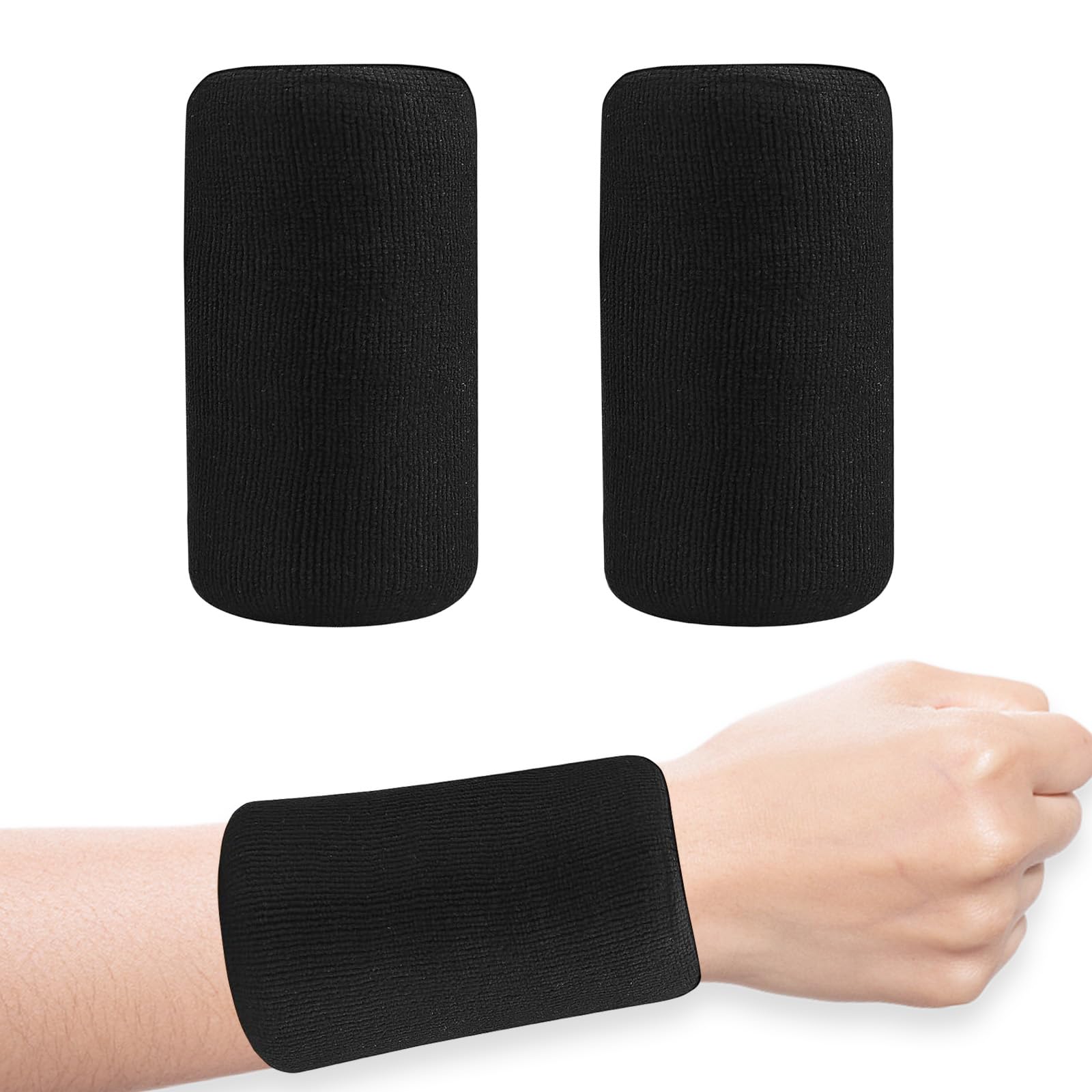 ZUOQIANG 2 PCS Sports Wristbands, Elastic Cotton Sports Wristbands,for Men and Women Reusable Wristbands,for Basketball, Baseball, Football, Tennis, Running Sport