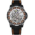 B BINGER Men's Skeleton Watches Automatic Mechanical Watch with Dual Balance Wheels