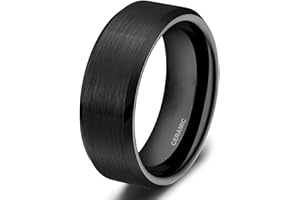 SOMEN TUNGSTEN 4mm 6mm 8mm Black Ceramic Ring Brushed Comfort Fit Wedding Band Size 4-15