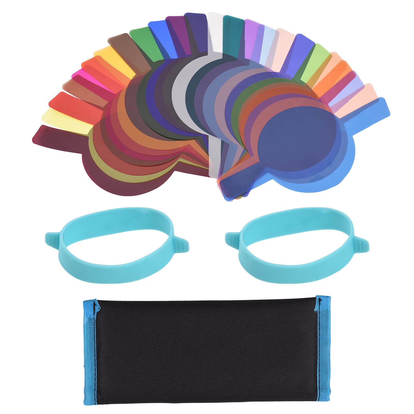 Andoer Flash Gel 24Pcs Camera Round Head Flash Gel Lighting Filters Color Correction Filter Kit For Flash Godox V1 Series H200R Flash Head With Case