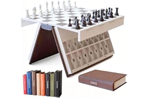 Playbook Chess Board Game Set for Adult, 3D Printed Playbook'd Self Moving Portable Books Design Travel Folding Chess Board G