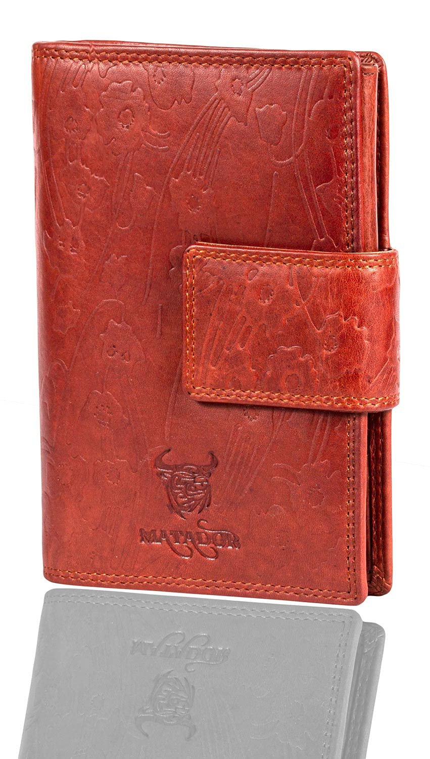 MATADOR Women's Leather Wallet RFID Flowers Vintage Brown