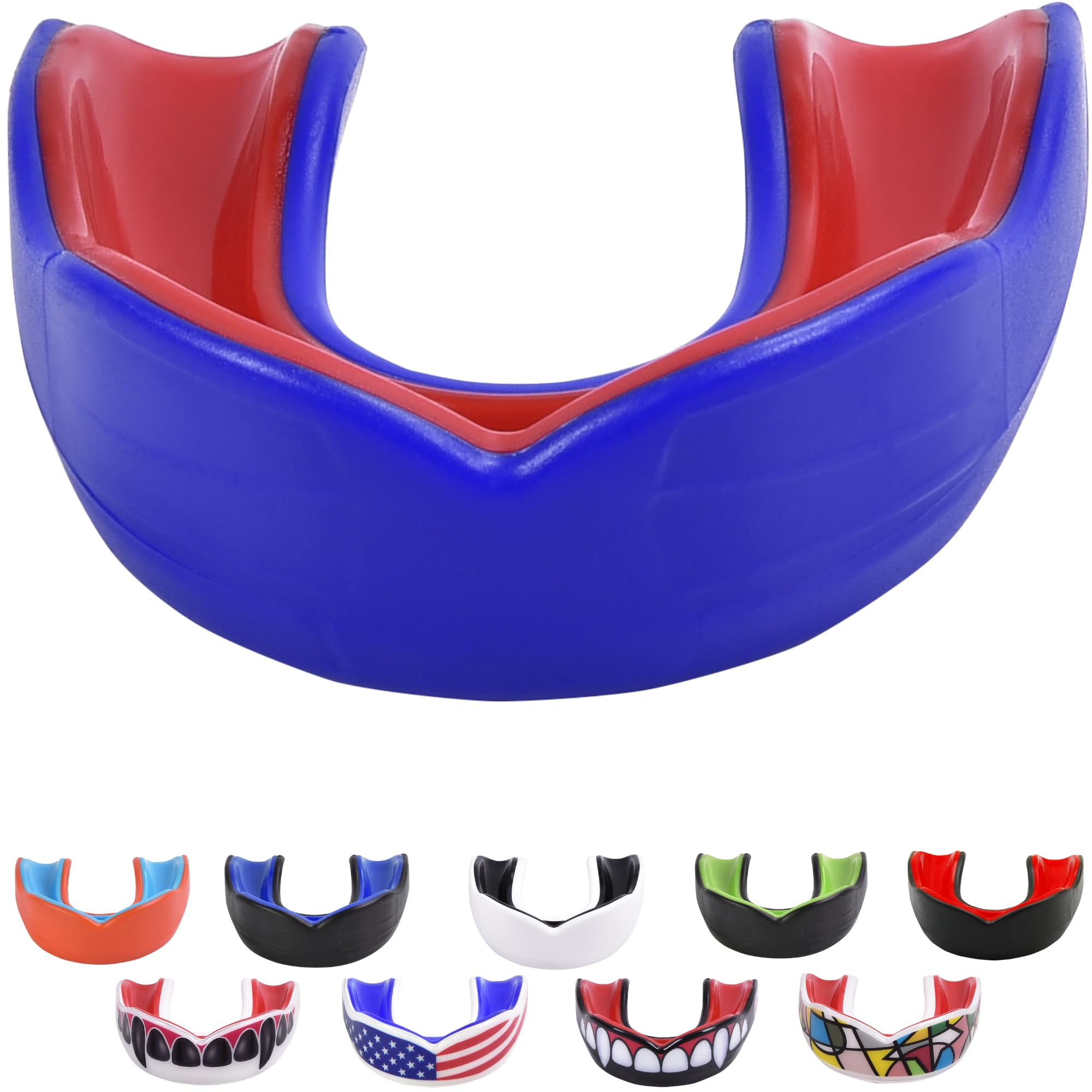 Oral Mart Blue/Red Adult Gum Shield - Sports Mouth Guard for Karate, Boxing, Martial Arts, Football, MMA, Sparring, Hockey, Rugby, BJJ, Muay Thai,Soccer — image 1