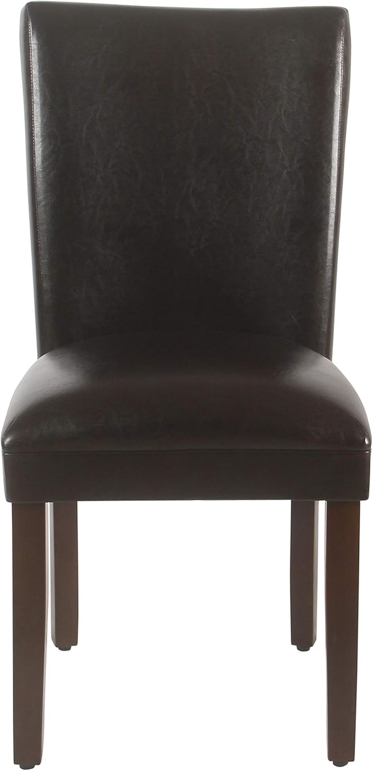 HomePop Parsons Upholstered Accent Dining Chair, Set of 2, Dark Brown Faux Leather - Chairs