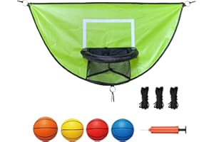 XATAMIO Trampoline Basketball Hoop, with Pump and 4 Mini Balls, Easy to Install, Universal Trampoline Accessories, Trampolines Basketball for Dunking