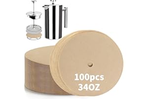 100Pcs Coffee Filters for Secura French Press 34oz