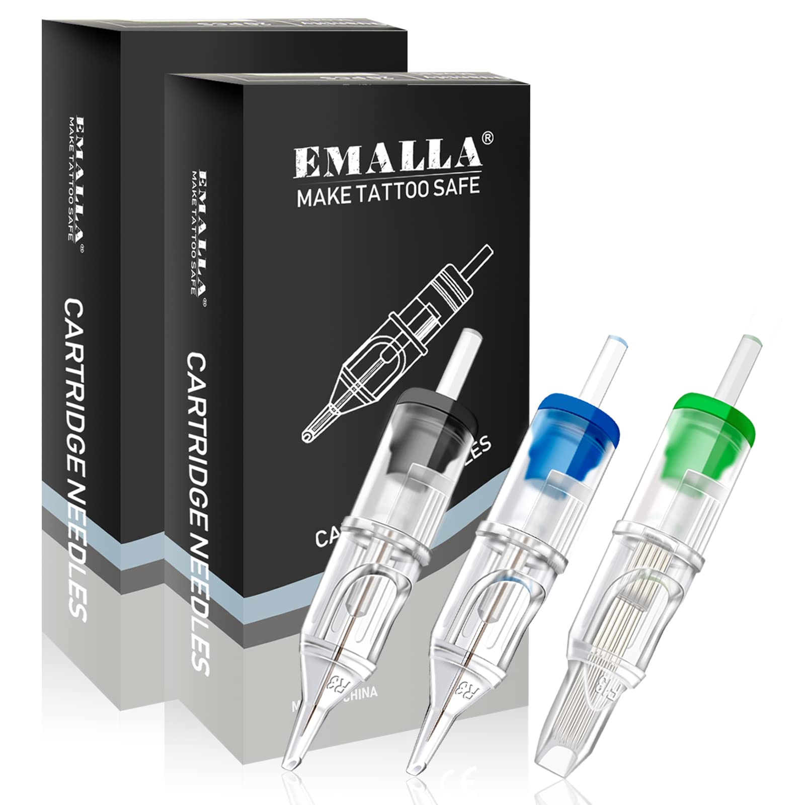 Emalla Cartridges - 40pcs Mixed Cartridges 3RL 5RL 7RL 5RS 7RS 5M1 7M1 9M1 Round Liner Shader Magnum Cartridges for Beginners and Artists