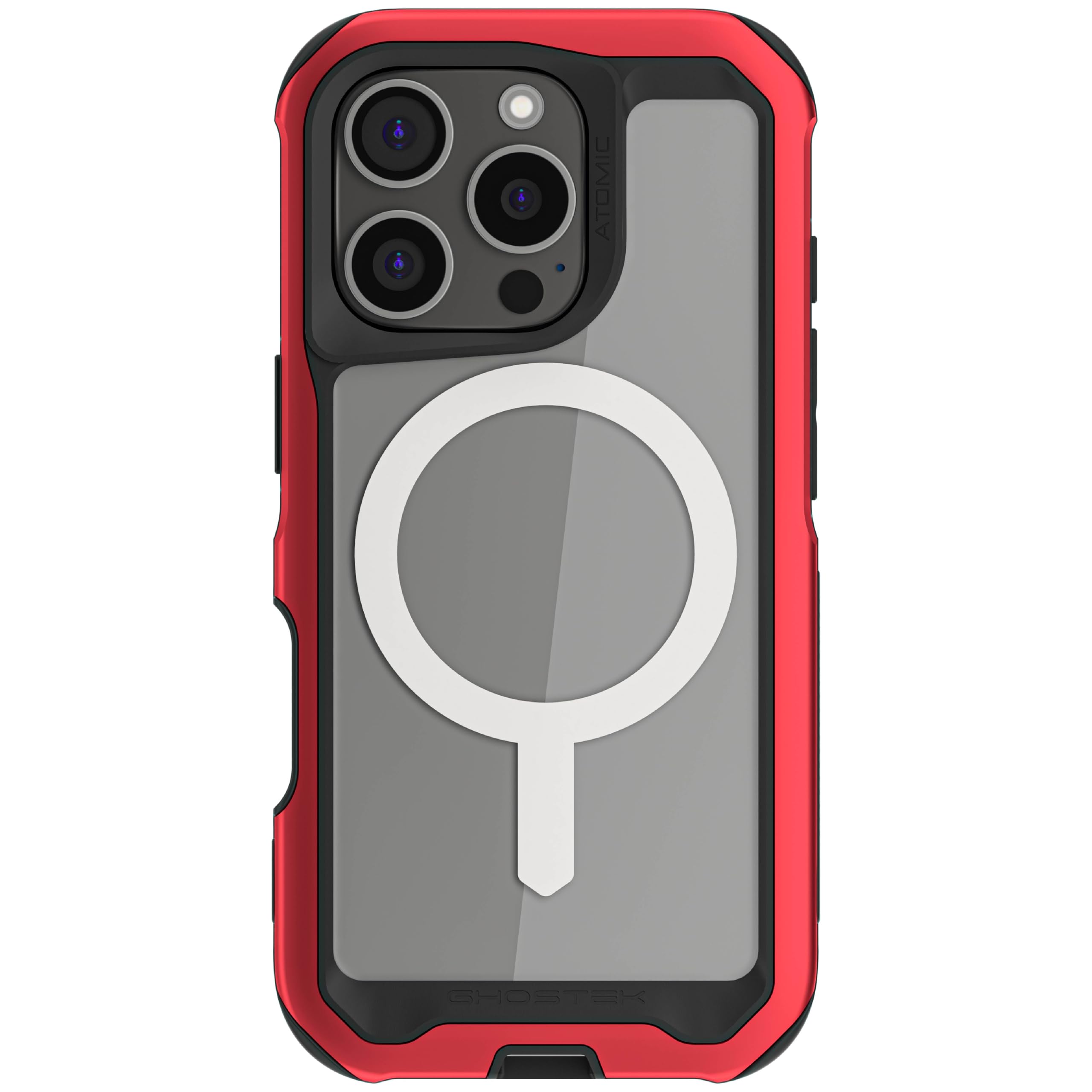 Ghostek Atomic Slim iPhone 16 Pro Case, Compatible with Apple MagSafe Accessories, Aluminum Metal Bumper, Shockproof Drop Protection (6.3 Inch, Red) Image