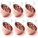MyGift Stemless Wine Glasses Set of 6 - Copper Metallic Bottom Angled Design, Modern Barware for Red & White Wine, Dishwasher Safe Entertaining Glasses