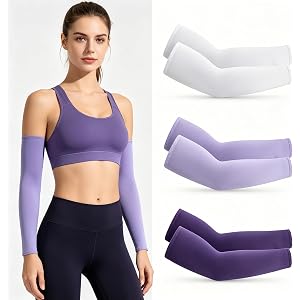 6 Pcs Arm Sleeves for Women, Cooling UV Protection Sun Sports Compression Arm Sleeves Baseball Basketball Cycling Running Gol