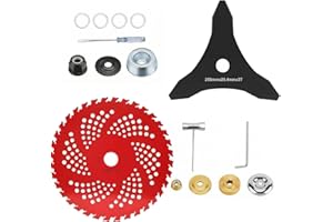 Carbide Tipped Blades for Brush Cutters, Weed Wackers, and Trimmers, 9" 36-Teeth and 10" 3-Teeth, with Universal Adapter Kit,
