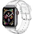 iiteeology Compatible with Apple Watch Band 46mm 45mm 44mm 42mm, Soft Glitter Clear iWatch Bands for Women Series 1-11 - Clea
