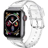 iiteeology Compatible with Apple Watch Band 46mm 45mm 44mm 42mm, Soft Glitter Clear iWatch Bands for Women Series 1-11 - Clea