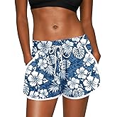 For G and PL Women Summer Floral Beach Boardshorts with Pockets Swim Trunks