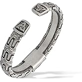 Viking Bracelet Vegvisir - Adjustable Pewter Norse Arm Ring Triquetra - Scandinavian Nordic Mythology Strong Handmade Pagan Jewelry - Magical Stave Bangle Ring Cuff for Men Women - Fathers Day Gift