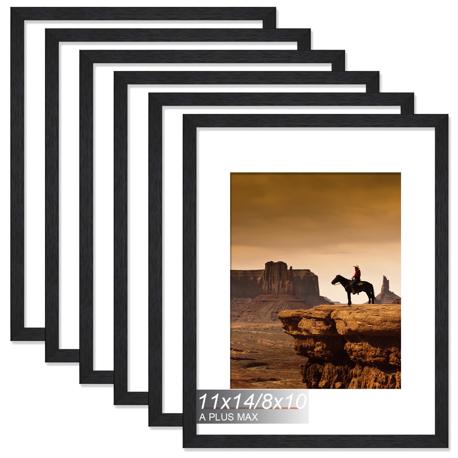A PLUS MAX 11x14 Picture Frame Set of 6, Engineered