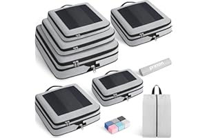 Prezon 8 Set/6 Set/4 Set Compression Packing Cubes for Travel, Lightweight Vacation Travel Essentials, Travel Accessories for Suitcase Organizer Bags Set, Durable Luggage Organizer Travel Bags