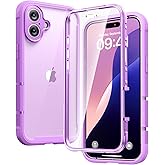 Diaclara Designed for iPhone 16 Plus Case 6.7 Inch,Upgraded [Full Camera Protection] Full Body Rugged Clear Bumper Case with Built-in Screen Protector,Dark Pink