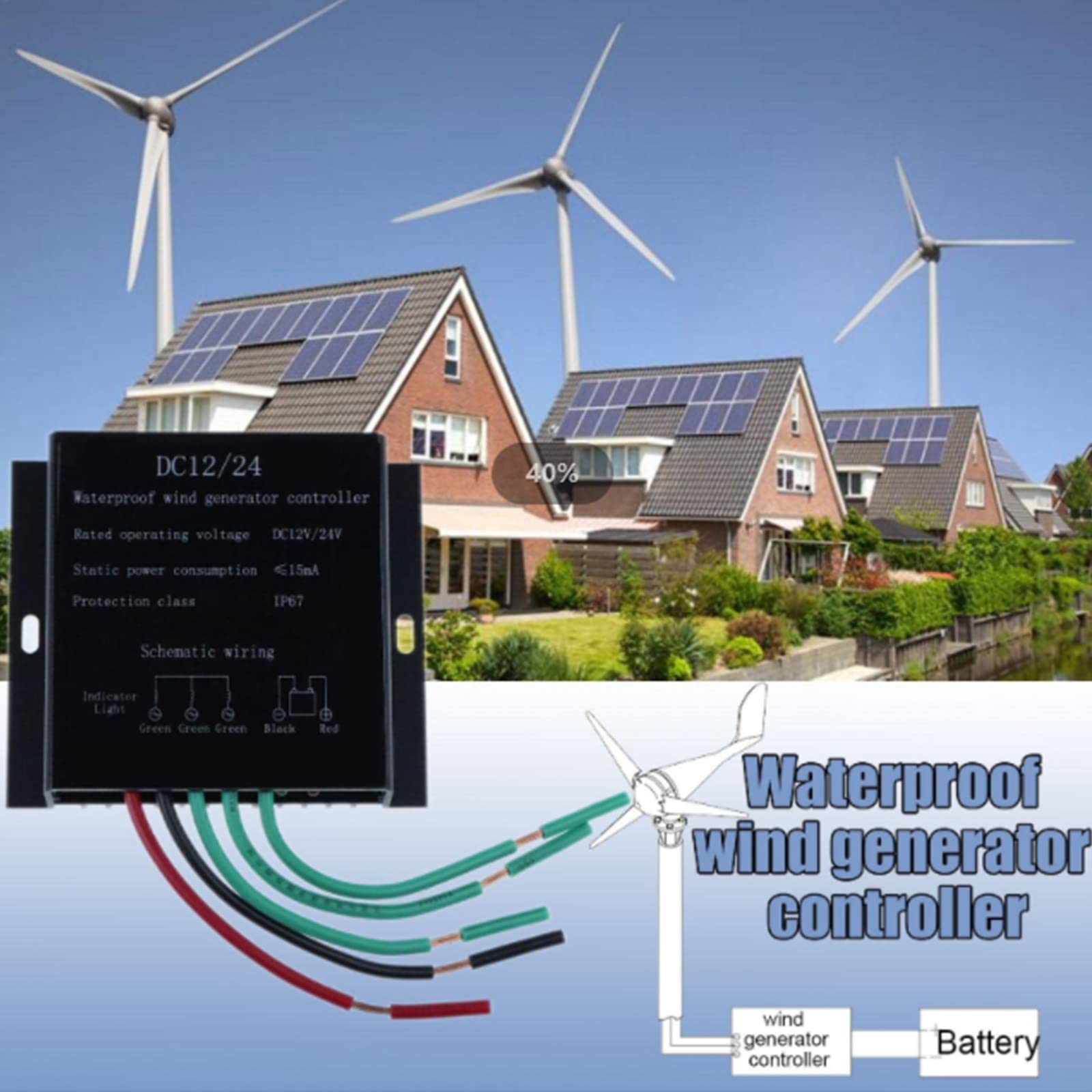 TRECV 12000W Wind Turbine Generator Kit – 8 Blades, DC 24V, With Charger Controller, Hybrid Ready