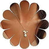 Erimberate Bohemian Teardrop Gemstone Choker Necklace Gold Flower Leaf Pendant Necklace Oval Gemstone Necklace Small Leaf Gemstone Chain Necklace Jewelry for Women Gifts