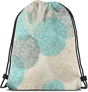 Patrón Beige Teal Círculos Grises Mochila con cordón de impresión 3D