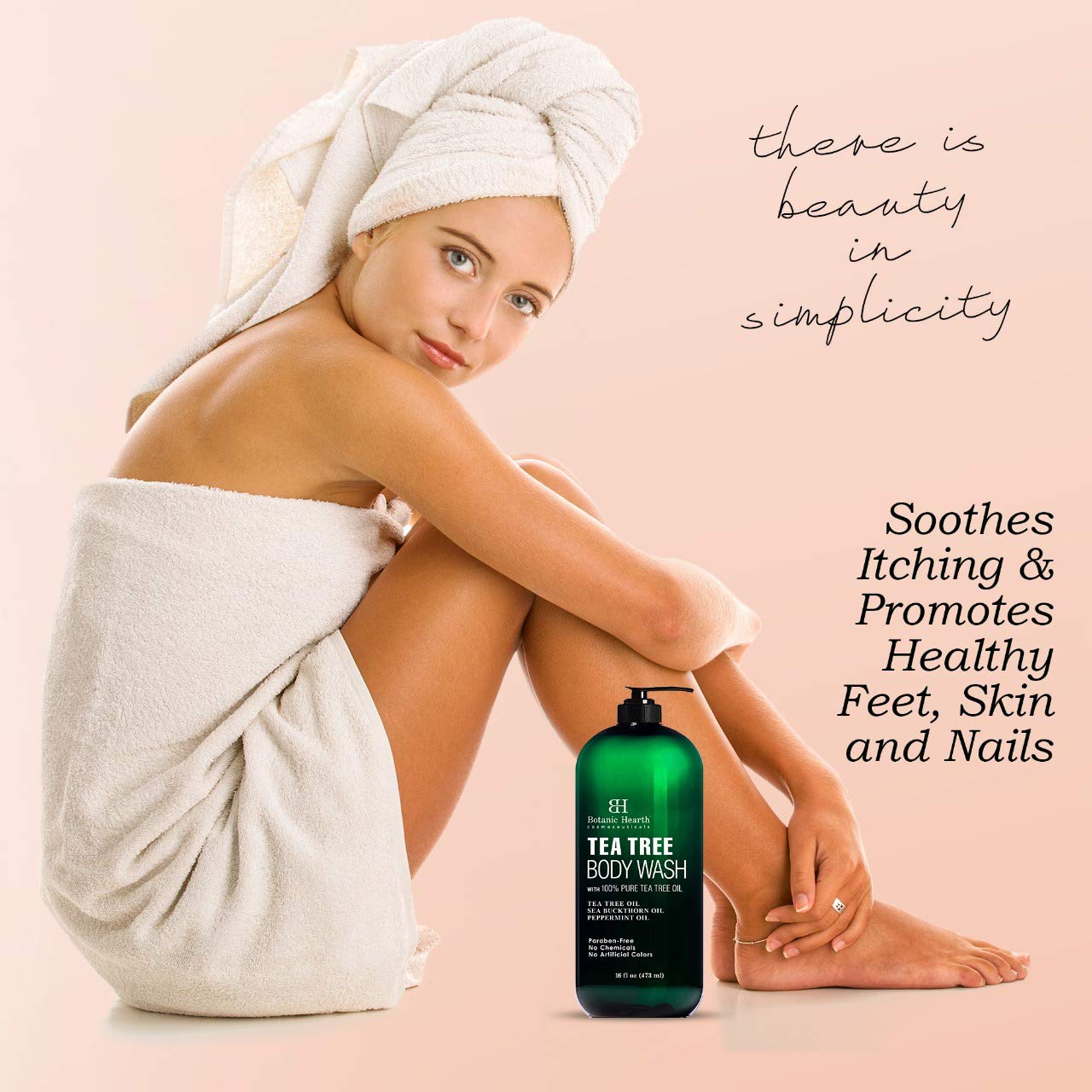 BOTANIC HEARTH Tea Tree Body Wash, Helps with Nails, Athletes Foot, Ringworms, Jock Itch, Acne, Eczema & Body Odor, Soothes Itching & Promotes Healthy Skin and Feet, Naturally Scented, 16 fl oz: Beauty