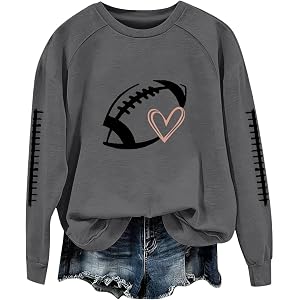 2026 Football Mom Sweatshirts Game Day Shirts Fall Trendy Graphic Pullover | Game Day Shirts,Football Mom Sweatshirts,Long Sl