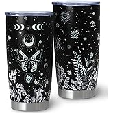 Goth Tumbler with Lid and Straw, 20oz Insulated Gothic Butterfly Tumbler, Witchy Stuff, Butterfly Coffee Mug, Halloween Gifts for Women, Reusable black Stainless Steel Tumbler Cups