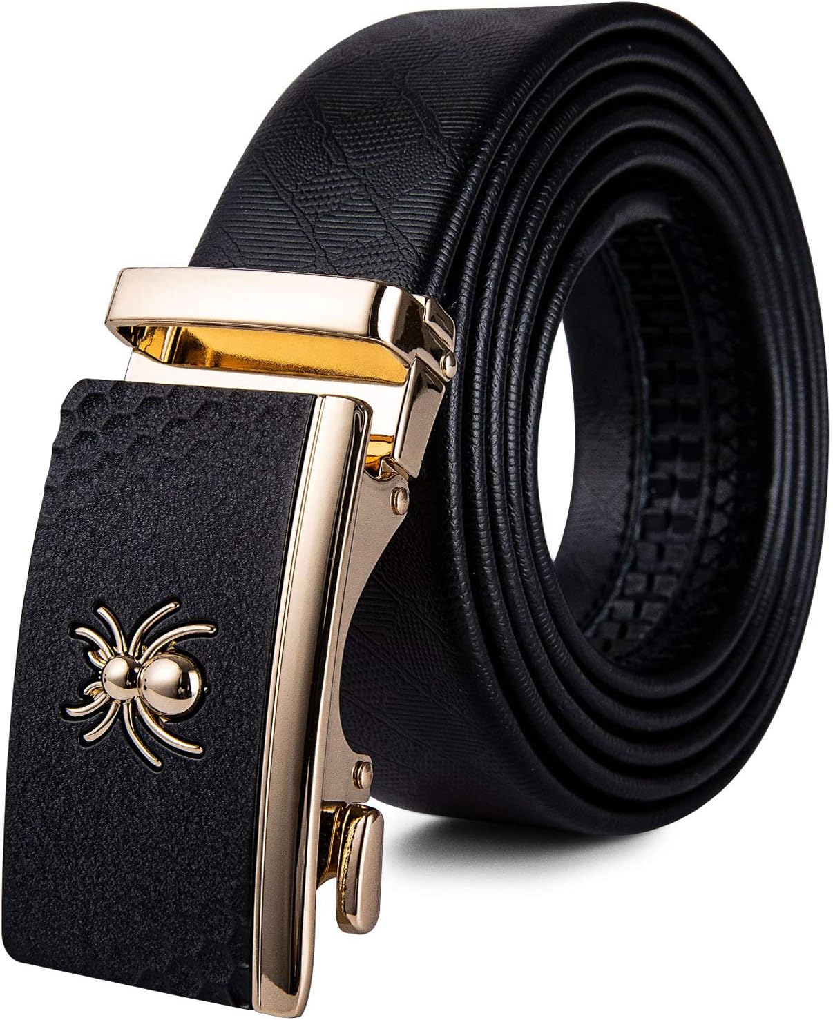 Men Cowhide Belt,Animal Belt 3D-Print Automatic Ratchet Buckle Black Waist Belt Holeless Designer Jeans/Cowboy Gift Box