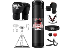 JUOIFIP Punching Bag Set for Adults, 4FT Heavy Boxing Bag Set with 12 OZ Boxing Gloves, Suitable for MMA Karate Kickboxing Boxing Muay Thai Training at Home or Gym - Unfilled Heavy Bag