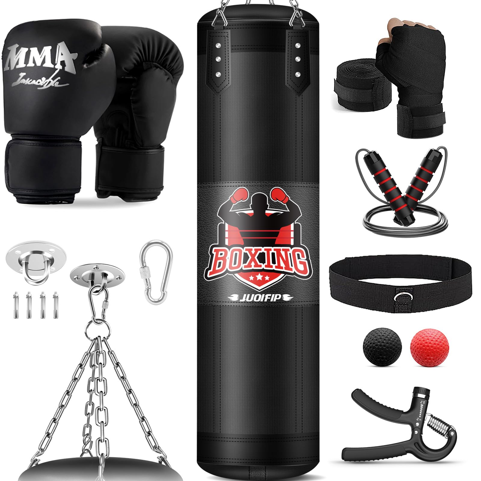 4ft Heavy Punching Bag Set With 12oz Gloves - Complete Boxing Training Kit For Adults