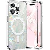 WATEFULL for iPhone 15 Pro MagSafe Case for Women Girls, Opal Pearly Bling Glitter Iridescent Magnetic Cover [1 Screen Protector] [10ft Drop Protection] for iPhone 15 Pro 6.1"(Colorful Cloud)