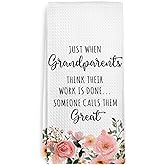 dvhdajed Promoted to Great Grandparents Gifts Kitchen Dish Towel Decor, Baby Pregnancy Announcement Hand Tea Towels, Mothers Day Birthday Gifts for Grandparent from Grandkids, 16x24 Inch