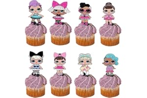 Ziyziiy 24PCS LOL Cupcake Toppers LOL Cake Toppers Happy Birthday Party Supplies Pet Cake Decorations for LOL fans, Kids Birthday Party