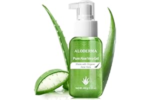 Aloderma Pure Aloe Vera Gel Made within 12 Hours of Harvest with 99% Organic Aloe Vera, Easy Travel Size for Body, Face, & Sc
