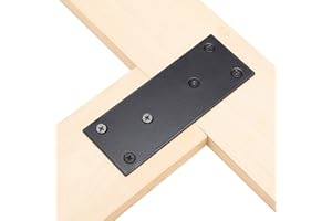 YONSIN 2 Pcs Flat Straight Mending Metal Plate 1-15/16" x 5", Heavy Duty Black Straight Bracket, Repair Joining Fixing Brace for Wooden Furniture，6 Holes with 2 Sizes Screws