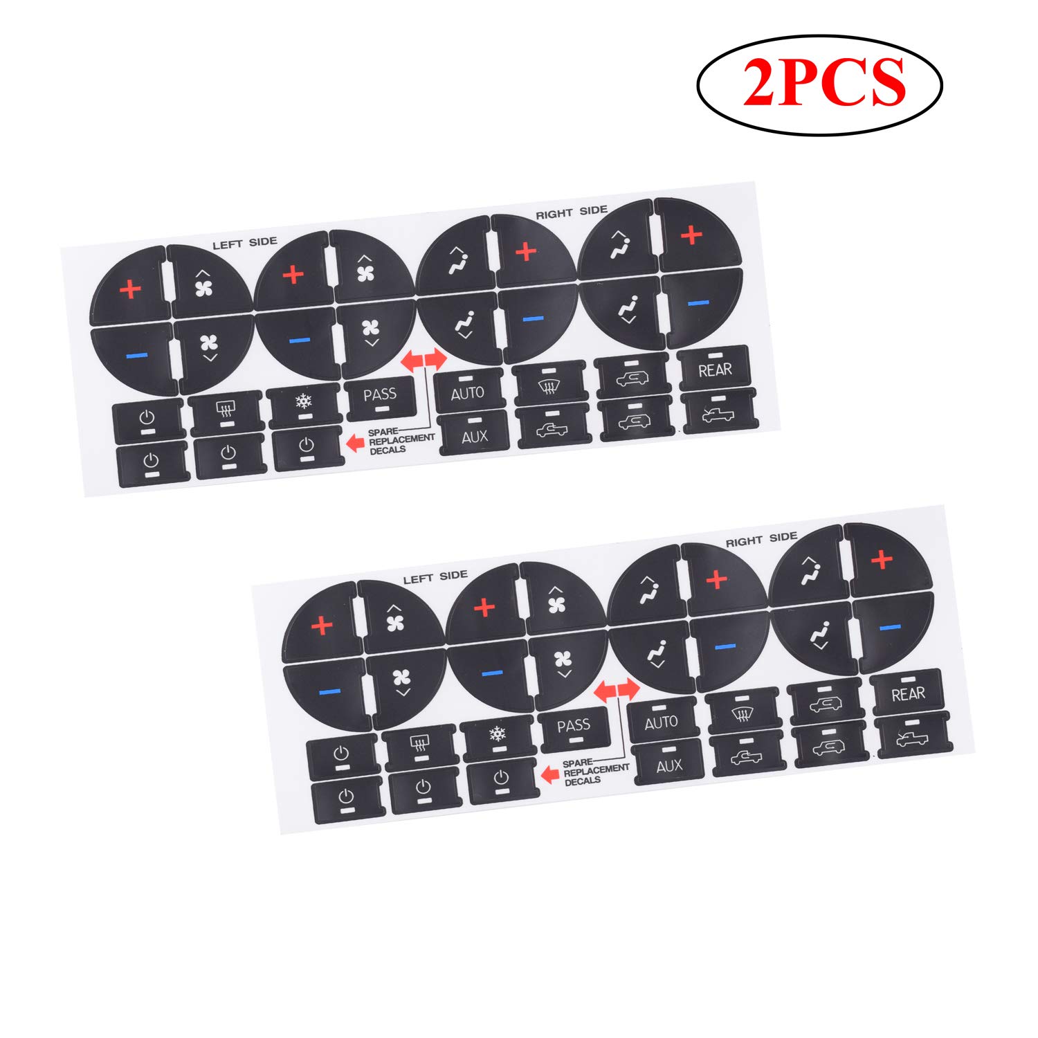 Update Material 2PCS A/C Dash Button Repair Kit Sticker Fit Replacement Adhesive for Ruined Faded Auto Climate Control Decals Compatible 2007-2013 GM GMC Chevy Chevrolet 2009-2012 Buick Vehicle