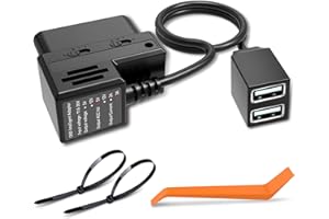 XHQLZMLE OBD Power Cable for Dash Cam, OBD-II Power Adapter with Dual USB Ports, 24H Parking Mode, Low Voltage Protection, Co