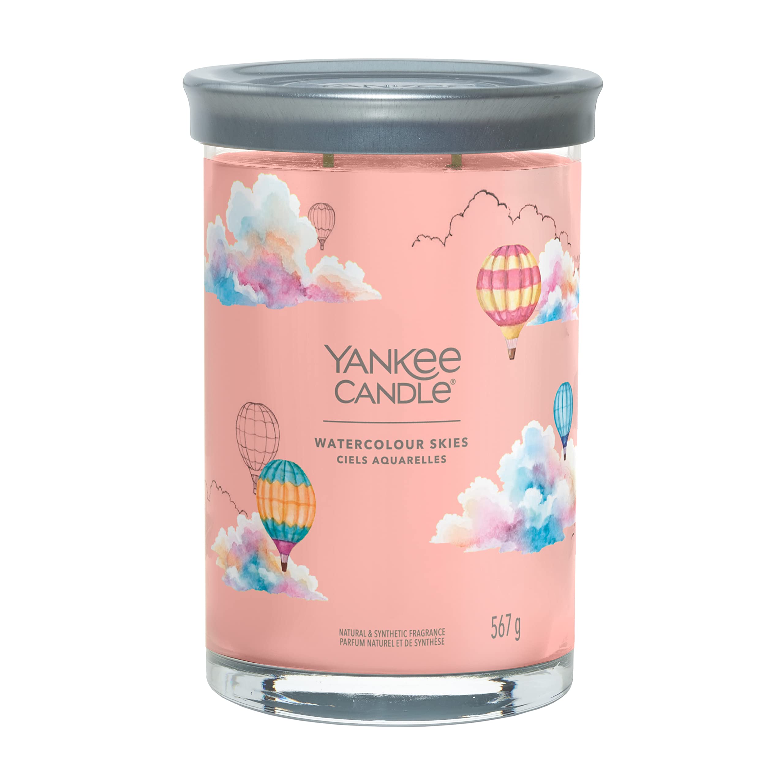 Yankee Candle Signature Scented Candle | Watercolour Skies Large Tumbler Candle with Double Wicks | Soy Wax Blend Long Burning Candle | Perfect Gifts for Women (1734811E)