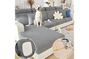 Jejiakell Universal Wear-Resistant Sofa Cover, 360° Sofa Cushions Cover Tear Stain Resistant Slipcover High Stretch Elastic & Anti-Slip Spandex Protector (B Starlink - Premium Grey, One seat Cover)