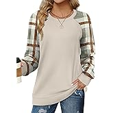 Saloogoe Sweatshirts for Women Crewneck Cable Knit Sleeve Sweaters Lightweight Fashion 2025