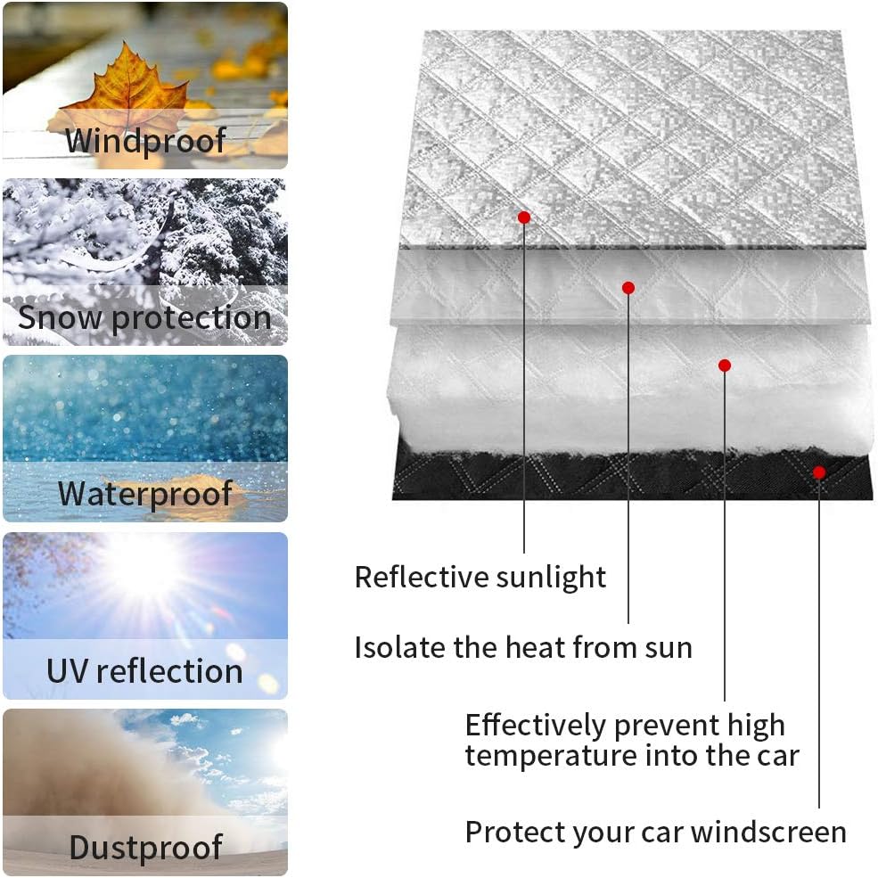 Car Windscreen Cover, Windscreen Sun Shade, Block UV Rays in Summer, Heavy Duty Thickened Protective Windshield Cover, Universal - Image 3